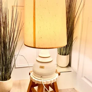 Large lamp hand thrown clay pot studio stoneware base with tall shade 67x36cm, bulb inc - Image 8
