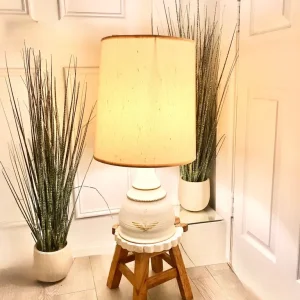 Large lamp hand thrown clay pot studio stoneware base with tall shade 67x36cm, bulb inc