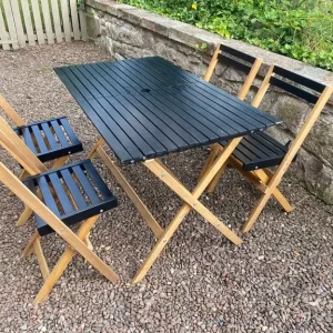 Wooden garden table and chairs - Image 4