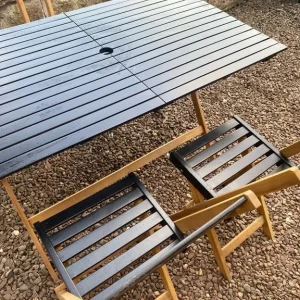 Wooden garden table and chairs - Image 5
