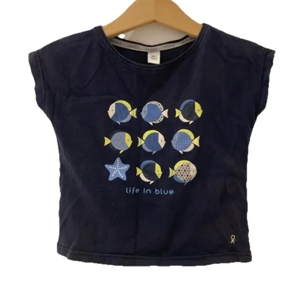 OKAïDI Girls T T-Shirt Top Short Sleeve Age 2 Years Blue 100% Cotton