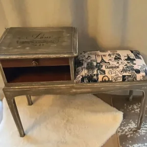 Telephone Seat/ Table/ Hall/ Entry Chair French Style Fabric - Image 2