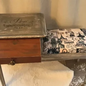 Telephone Seat/ Table/ Hall/ Entry Chair French Style Fabric - Image 3