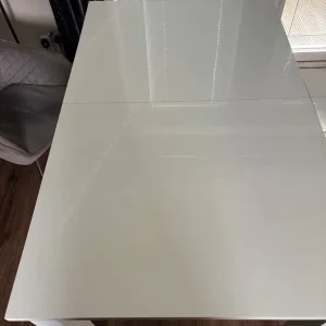 Extending white gloss dining table (no chairs) - Image 3