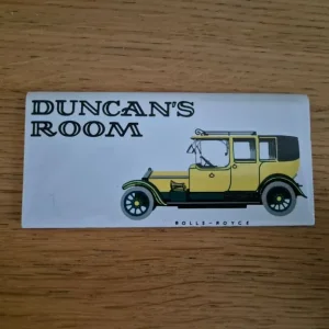 Duncan's Room Rolls-Royce plaque - approximate dimensions are 11cm x 5cm