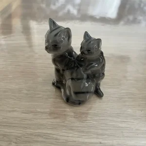 Five Cat Ornaments Stylized Cat Figurines including twin with Kitten - Image 3