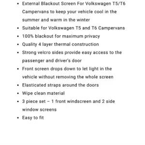 External blackout front screens VW T5 or T6 - Image 8