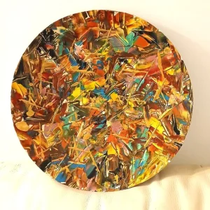 KITCH 18 INCH CUSTOM PAINTED WOODEN PLATE BY ARTISAN ARTIST