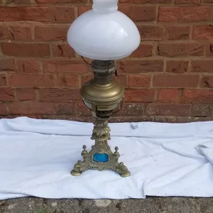 Opaline Glass double Wick oil lamp