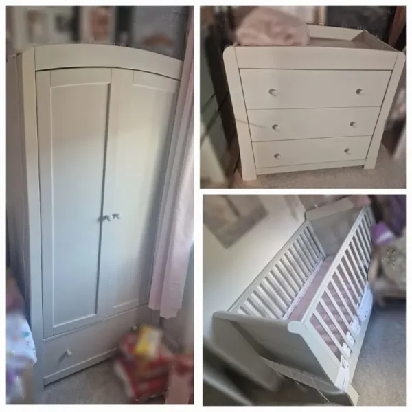 Mamas and Papas Kids bedroom set (wardrobe, crib/bed, drawers)