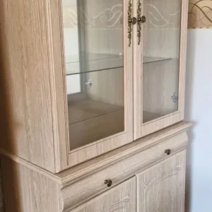 Limed oak wood glass display unit and TV unit - Image 2