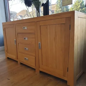 Solid Oak Sideboard with 2 Doors and 4 Drawers