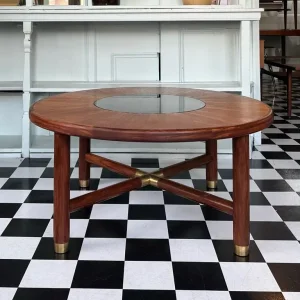Mid-Century G Plan Round Coffee Table with Smoked Glass Insert, 1960s FREE LOCAL DELIVERY - Image 7