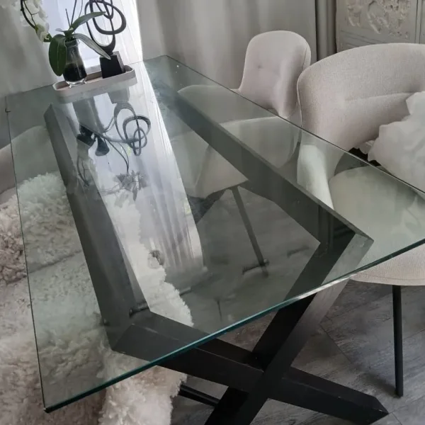 Glass table habitat dining dark oak legs