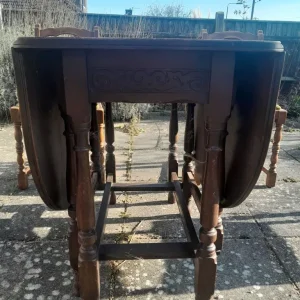 Antique Drop Leaf Dining Table and 6 Chairs - Image 7