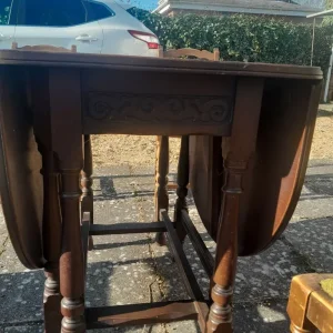Antique Drop Leaf Dining Table and 6 Chairs - Image 8