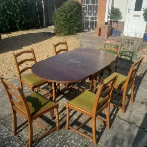Antique Drop Leaf Dining Table and 6 Chairs