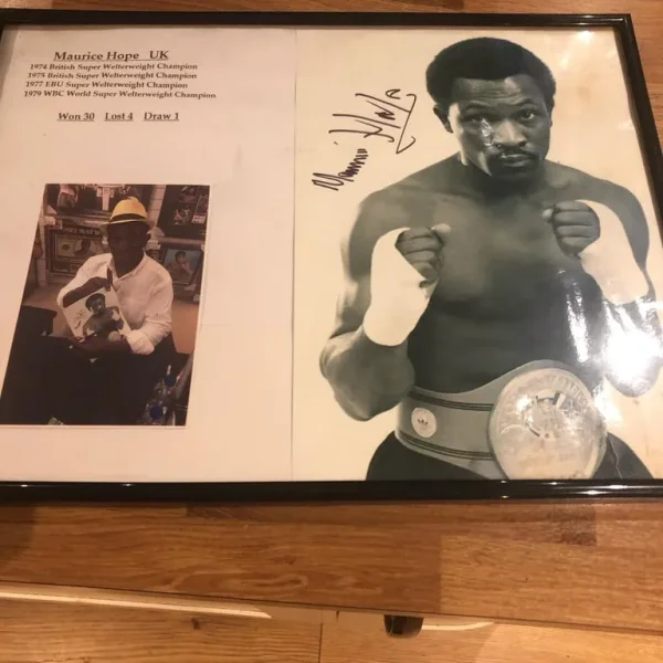Maurice hope world champ boxer signed framed picture