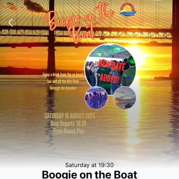 Forth Boat Tours Boogie on the Boat Saturday 16th August