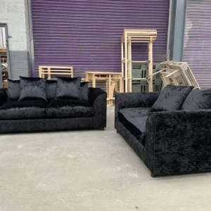 Crushed Velvet 3+2 Seater Sofa Pair & Free Footstool - Image 6