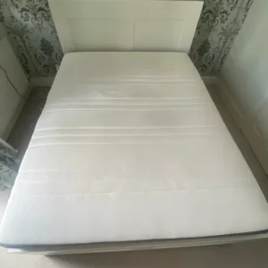 IKEA king bedframe with 4 drawers, storage headboard and mattress - Image 2