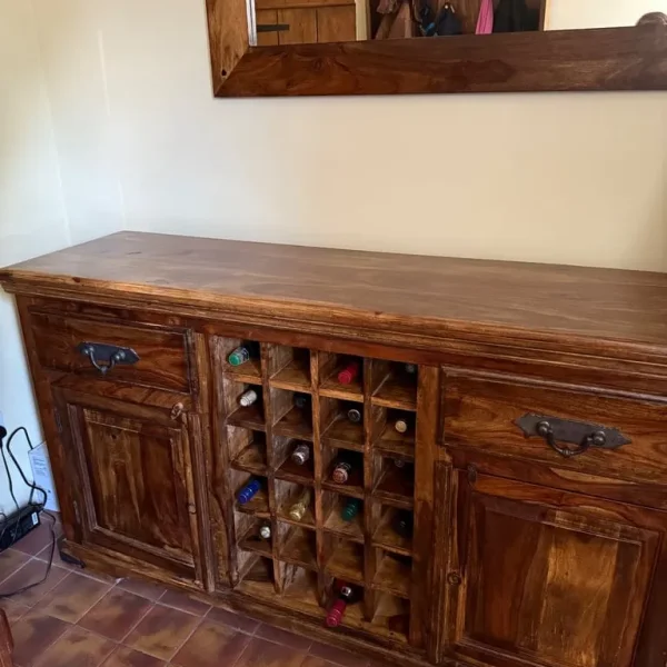 Indian wood dresser with wine sections