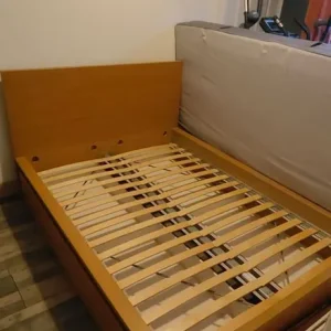 IKEA wooden double bed, 4 drawers