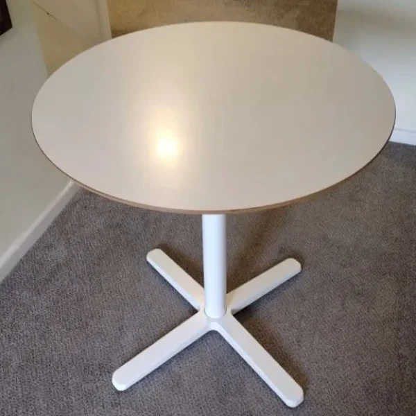 White IKEA BILLSTA ROUND TABLE 70cm Wide 74cm High