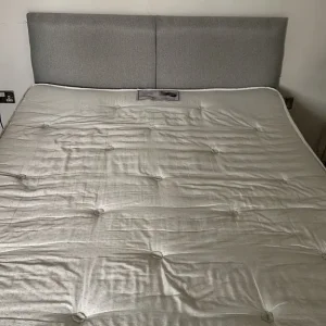 King Size Bed with Grey Upholstered Headboard