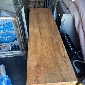 Large Solid Wood Sideboard with Brass Panel Doors & Drawers - Image 4