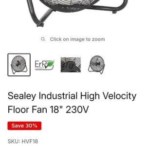 Sealey Industrial High Velocity Floor Fan 18" 230V HVF18 V.5 3 Speed MAKE OFFER! - Image 5