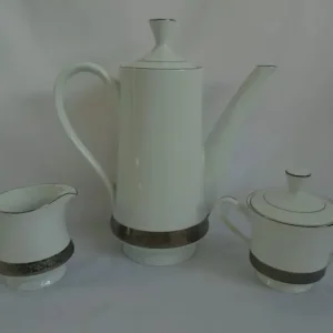 Presidential Collection Reflections in Silver Tea Set Coffee Pot Milk 6 Teacup Saucer - Image 2