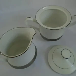 Presidential Collection Reflections in Silver Tea Set Coffee Pot Milk 6 Teacup Saucer - Image 4