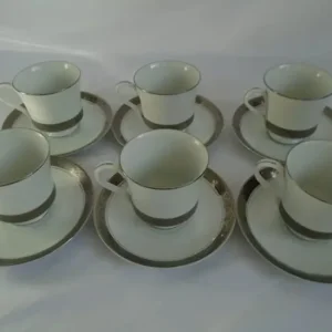 Presidential Collection Reflections in Silver Tea Set Coffee Pot Milk 6 Teacup Saucer - Image 8