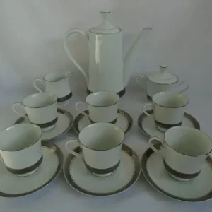 Presidential Collection Reflections in Silver Tea Set Coffee Pot Milk 6 Teacup Saucer