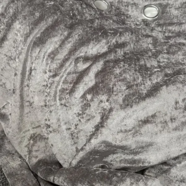 Silver crushed velvet curtains 62”x90”