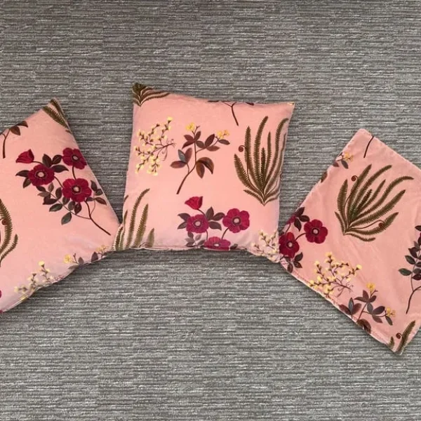 3 x Cushions in Botanical Flora in Wellington Velvet Fabric by Liberty