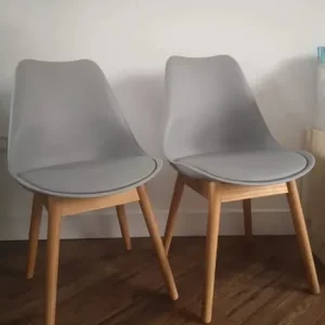 Thelma dining chair x2, oak and grey by Made