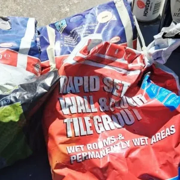 Various coloured grout. Varnish/ remover all seen