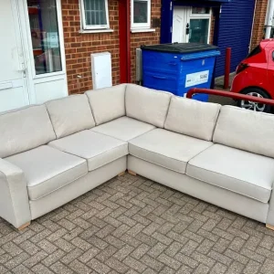Large Cream Modern L Shape Sofa Bed - Image 2