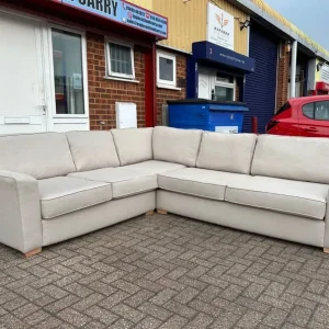 Large Cream Modern L Shape Sofa Bed - Image 5