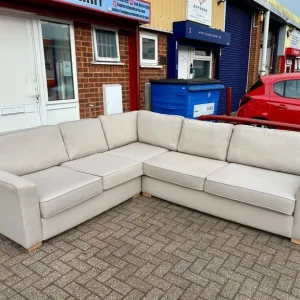 Large Cream Modern L Shape Sofa Bed - Image 6