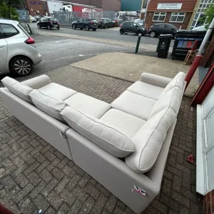 Large Cream Modern L Shape Sofa Bed - Image 7