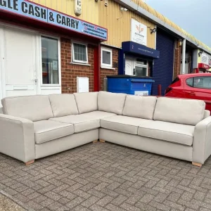 Large Cream Modern L Shape Sofa Bed