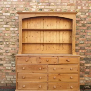 Vintage Solid Stripped Wood Dresser with 9 Drawers - Image 2