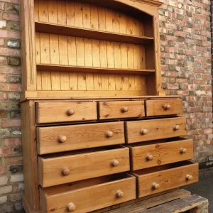 Vintage Solid Stripped Wood Dresser with 9 Drawers - Image 3