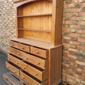 Vintage Solid Stripped Wood Dresser with 9 Drawers - Image 4