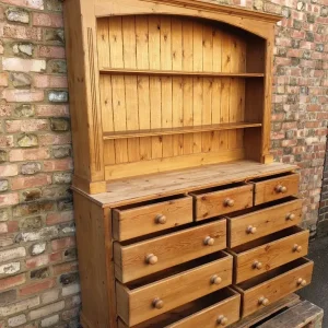 Vintage Solid Stripped Wood Dresser with 9 Drawers - Image 5