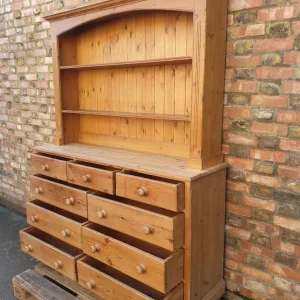 Vintage Solid Stripped Wood Dresser with 9 Drawers - Image 6