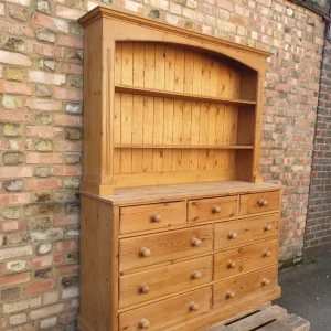 Vintage Solid Stripped Wood Dresser with 9 Drawers